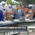 Nick Saban on the College GameDay set.